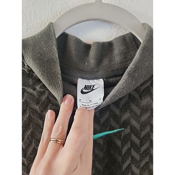 TERRY CLOTH Top Sweatshirt crop top Green jogger Y2k VINTAGE Nike Size Medium - Picture 3 of 5